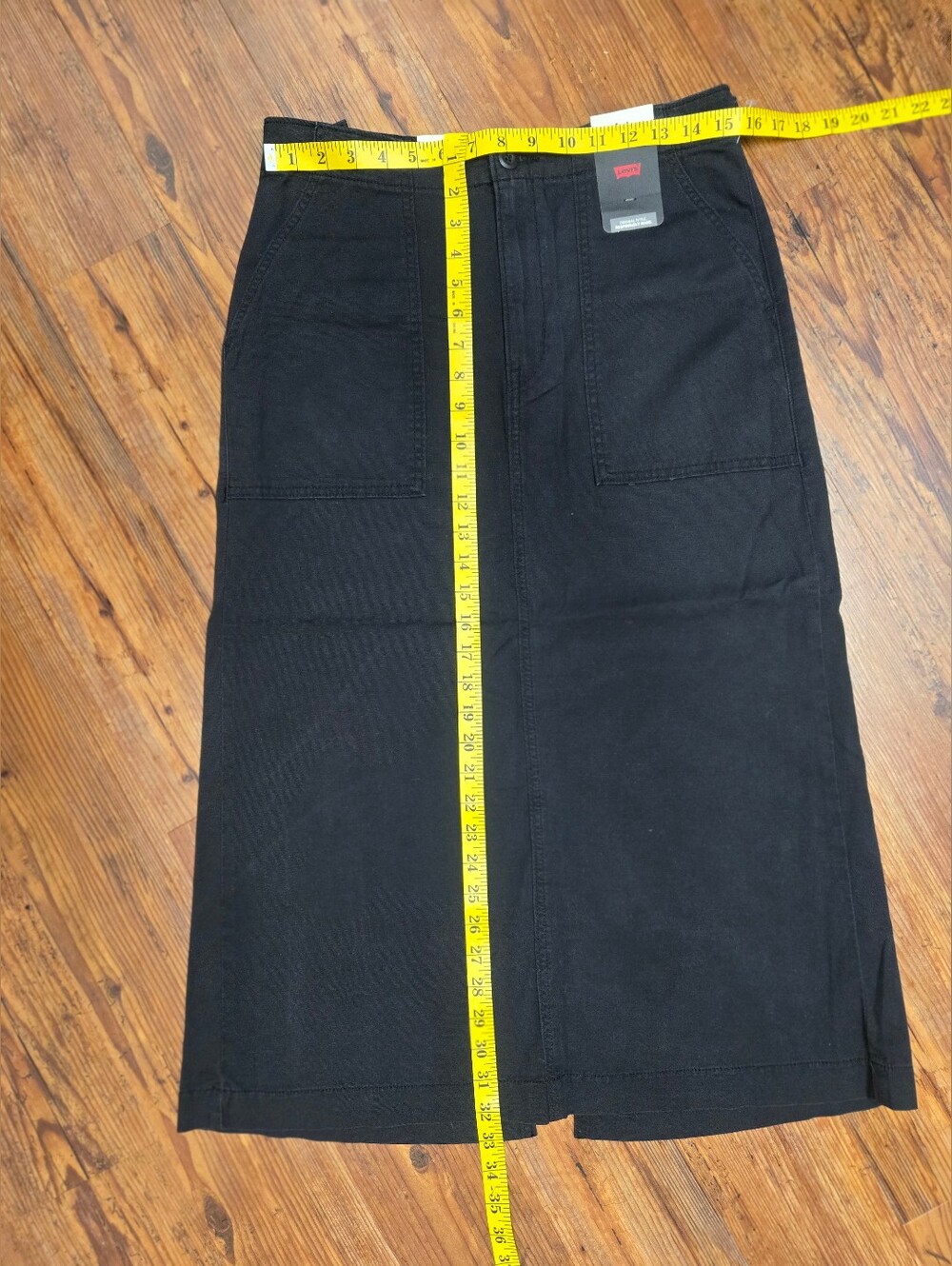 Levi's cinched long black skirt 8/29 nwt pockets adj. waist split so cute goth - Picture 13 of 15
